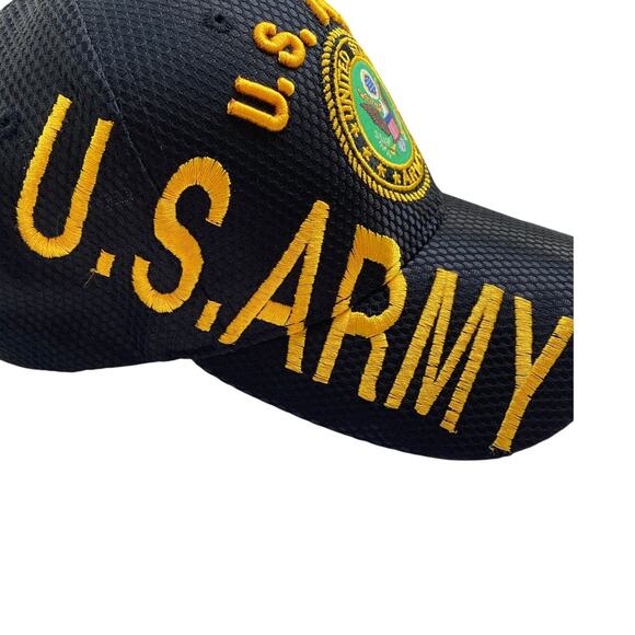US Warriors Black US Army Cap with Army Seal and Side Shadow HookLoop Adjust Hat - Picture 7 of 7